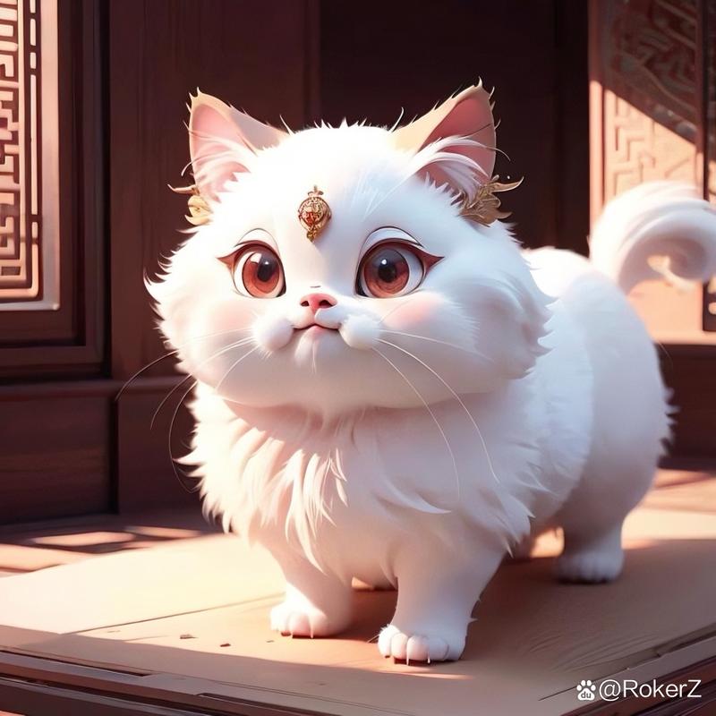 优雅高贵，慵懒美食家（异瞳波斯猫q版图片）