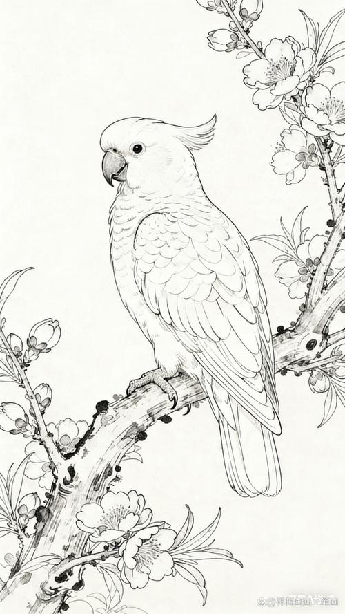 线条勾勒自然之美（白描工笔花鸟画图片大全）