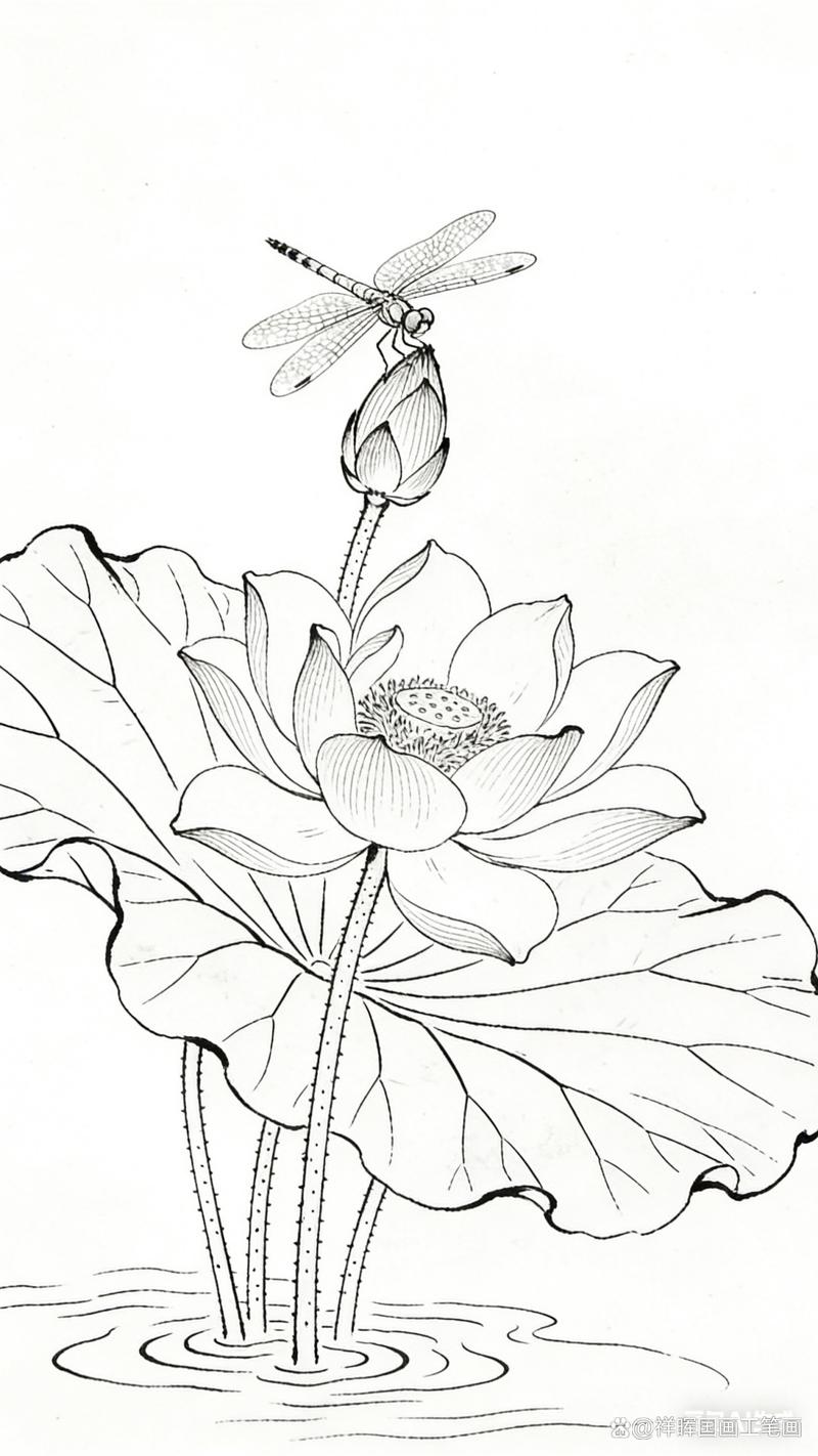 线条勾勒自然之美（白描工笔花鸟画图片大全）