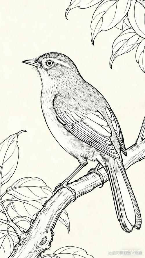 工笔花鸟高清白描，细腻自然之美（工笔花鸟白描高清大图）